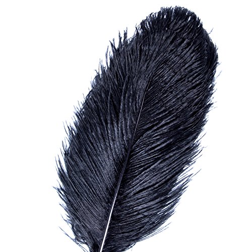 Natürliche Straußenfedern für Hochzeiten, Heimdekoration, Blumenarrangement, DIY-Weihnachtsdekorationen (10 Stück, schwarz), 45–50 cm von ASKFNASDKMFN