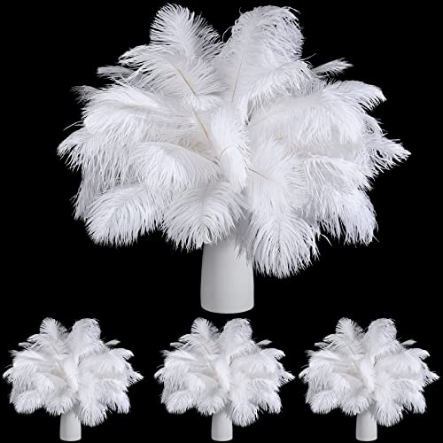 Natürliche Straußenfedern für Tafelaufsätze, 30-35 cm, 25-30 cm, 20-25 cm, für Hochzeitsfeiern, Blumenarrangements und Heimdekoration (weiß), 150 Stück von ASKFNASDKMFN