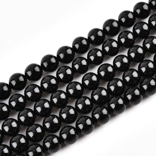 Natürliche schwarze Onyx-Perlen zur Schmuckherstellung, 12 mm, rund, Halbedelstein, 38,1 cm (31–32 Stück/Strang) von ASKFNASDKMFN