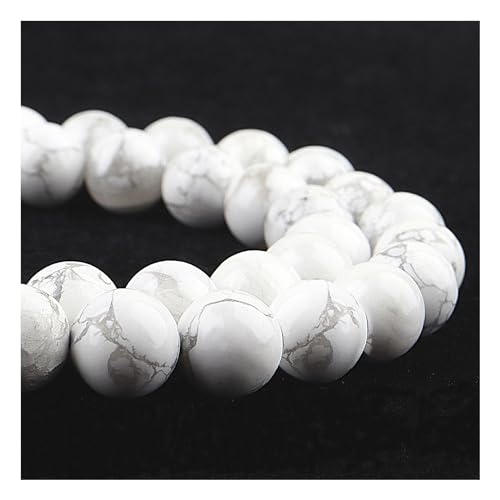 Natürliche weiße Howlith-Steine für Schmuck – runde 10 mm Edelsteine (35–37 Stück, weißer Howlith) von ASKFNASDKMFN