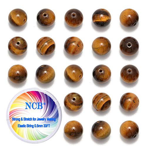 Original Natursteinperlen, rund, lose Perlen, 6 mm, 8 mm, 10 mm (gelbes Tigerauge, 10 mm, 100 Perlen), 100 Stück von ASKFNASDKMFN
