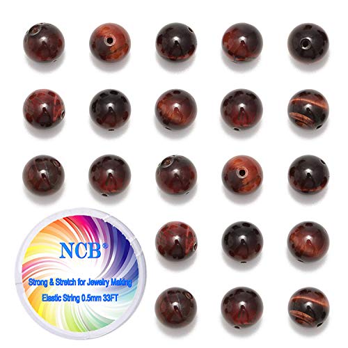 Original Natursteinperlen, rund, lose Perlen, 6 mm, 8 mm, 10 mm (rotes Tigerauge, 10 mm, 100 Perlen), 100 Stück von ASKFNASDKMFN