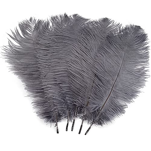 Straußenfedern, 30–35 cm, für Party, Hochzeit, Tafelaufsatz, Festival, Vasen, Dekoration, Grau, 10 Stück Straußenfedern, 30–35 cm, für Party, Hochzeit, Tafelaufsatz, Festival, Vasen, Dekoration, Grau, 10 Stück von ASKFNASDKMFN