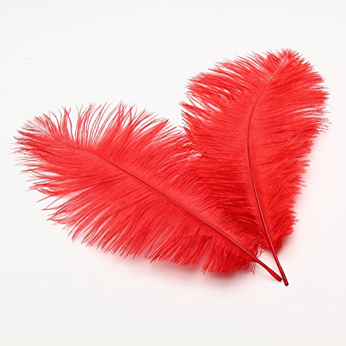 Straußenfedern, Federn, für Hochzeit, Dekoration, 35–40 cm, Rot, 10 Stück Straußenfedern, Federn, für Hochzeit, Dekoration, 35–40 cm, Rot, 10 Stück von ASKFNASDKMFN