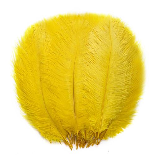 Straußenfedern, Großpackung 30-35 cm, für Tafelaufsätze für Hochzeit, Geburtstag, Gatsby-Party, dekorative Federn für Vase, Tisch und Weihnachtsbaumdekoration, 30 - 35 cm, Gelb, 30 Stück Straußenfedern, Großpackung 30-35 cm, für Tafelaufsätze für Hochzeit, Geburtstag, Gatsby-Party, dekorative Federn für Vase, Tisch und Weihnachtsbaumdekoration, 30 - 35 cm, Gelb, 30 Stück von ASKFNASDKMFN