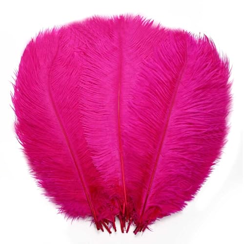 Straußenfedern, Großpackung 30 - 35 cm, für Tafelaufsätze für Hochzeit, Geburtstag, Gatsby-Party, dekorative Federn für Vase, Tisch und Weihnachtsbaumdekoration (30–35 cm, Fuchsia) von ASKFNASDKMFN