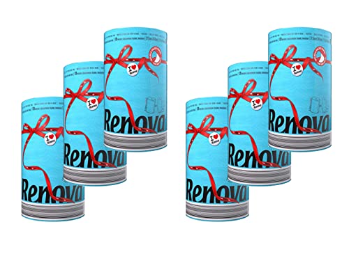 6er Pack Renova Küchenrollen - Küchenrolle Küchenpapier 2-lagig - Maxi Rolle - farbig - bunt - Papierrolle - Allzwecktücher (blau) von ASKON