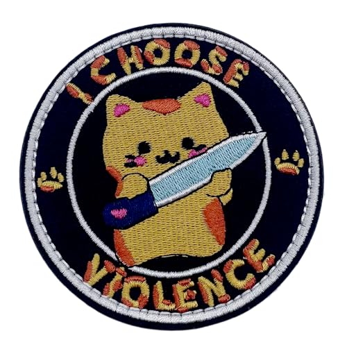 ASMEFY Lustiger Cat Moral Patch, I Choose Violence Design, bestickter Klettverschluss für Rucksäcke, Mützen, Westen, Katzenhalsbänder, Jacken von ASMEFY