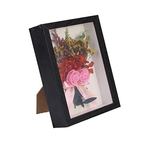 ASMEIR Bilderrahmen Mehrzweck-Tiefer 3D-Rahmen for getrocknete Blumen, Holz-Fotorahmen, 3 cm Tiefe, Schattenbox, Bildprobenhalter, Wanddekoration Fotorahmen (Color : Noir, Size : A4 (21x29.7cm)) von ASMEIR
