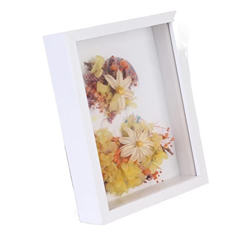 ASMEIR Bilderrahmen Mehrzweck-Tiefer 3D-Rahmen for getrocknete Blumen, Holz-Fotorahmen, 3 cm Tiefe, Schattenbox, Bildprobenhalter, Wanddekoration Fotorahmen (Color : White, Size : A4 (21x29.7cm)) von ASMEIR