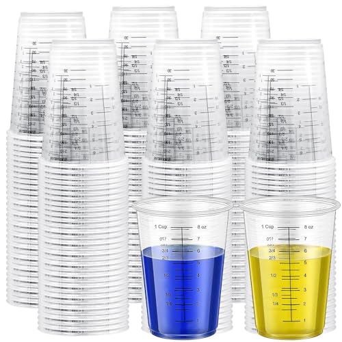 200 Stück 240ml Epoxidharz Mischbecher, Einweg Kunststoff Messbecher mit Skala, Transparent Messbecher Set für Flüssigkeiten, Farbe, Pigment, Backen und Küche 200 Stück 240ml Epoxidharz Mischbecher, Einweg Kunststoff Messbecher mit Skala, Transparent Messbecher Set für Flüssigkeiten, Farbe, Pigment, Backen und Küche von ASMIZ