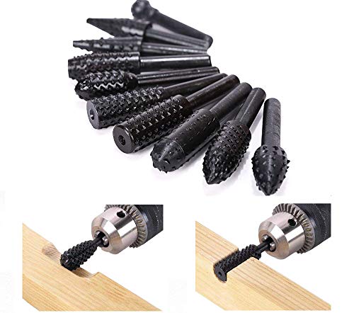 ASNOMY 10 Stück Holzraspel Raspel Set Feilen Holz Bohrer Fräser Set Bohrmaschine Schaft Werkzeug Holzschnitzerei Kugelfräser Zylinderfräser Zapfenfräser Konusfräser ASNOMY 10 Stück Holzraspel Raspel Set Feilen Holz Bohrer Fräser Set Bohrmaschine Schaft Werkzeug Holzschnitzerei Kugelfräser Zylinderfräser Zapfenfräser Konusfräser von ASNOMY