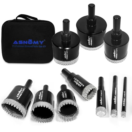 ASNOMY 10Pcs Diamant Fliesenbohrer Set, 6-50mm Gezahntes Diamantbohrer Lochsägen mit Führungsvorrichtung,Diamant Bohrkrone Fliesenbohrkronen zum Bohren für Glas, Fliesen, Porzellan, Granitstein ASNOMY 10Pcs Diamant Fliesenbohrer Set, 6-50mm Gezahntes Diamantbohrer Lochsägen mit Führungsvorrichtung,Diamant Bohrkrone Fliesenbohrkronen zum Bohren für Glas, Fliesen, Porzellan, Granitstein von ASNOMY