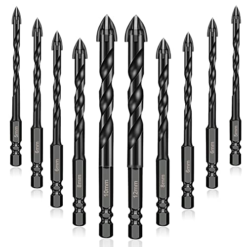 ASNOMY 10pcs Fliesenbohrer Betonbohrer Set, Glasbohrer Keramikbohrer mit Sechskantschaft Steinbohrer Glasbohrersatz Fliesenbohrer-Set für Glas Fliesen Spiegel Beton ASNOMY 10pcs Fliesenbohrer Betonbohrer Set, Glasbohrer Keramikbohrer mit Sechskantschaft Steinbohrer Glasbohrersatz Fliesenbohrer-Set für Glas Fliesen Spiegel Beton von ASNOMY