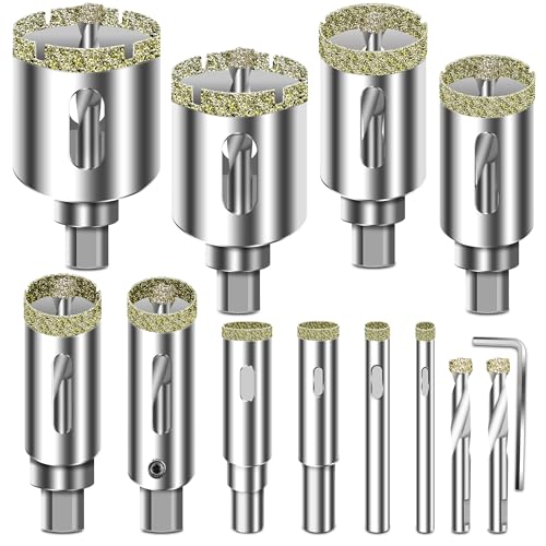 ASNOMY 12 Stück Diamant Lochsäge mit Zentrierbohrer, 6-35mm Diamantbohrer Glasbohrer mit Diamant-Beschichtung, Diamant Hohl-Bohrkrone Fliesenbohrer für Glas/Fliese/keramisches/Marmor/Granit ASNOMY 12 Stück Diamant Lochsäge mit Zentrierbohrer, 6-35mm Diamantbohrer Glasbohrer mit Diamant-Beschichtung, Diamant Hohl-Bohrkrone Fliesenbohrer für Glas/Fliese/keramisches/Marmor/Granit von ASNOMY