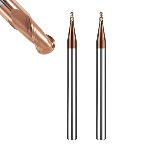 ASNOMY 2 Stück VHM Radiusfräser Kugelkopffräser - Ø1,5mm, AlTiN Beschichtung HRC 55, Hartmetall-Kugelkopffräser, 2 Zähne CNC-Gravierfräser für Metall ASNOMY 2 Stück VHM Radiusfräser Kugelkopffräser - Ø1,5mm, AlTiN Beschichtung HRC 55, Hartmetall-Kugelkopffräser, 2 Zähne CNC-Gravierfräser für Metall von ASNOMY