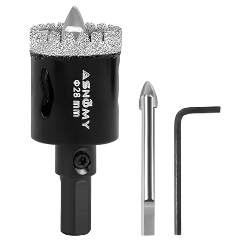 ASNOMY 28mm Diamant Lochsäge mit Zentrierbohrer,Gezahntes Diamantbohrer Diamant Fliesenbohrer,Diamant Bohrkron Glasbohrer zum Bohren für Glas, Fliesen, Porzellan, Granitstein ASNOMY 28mm Diamant Lochsäge mit Zentrierbohrer,Gezahntes Diamantbohrer Diamant Fliesenbohrer,Diamant Bohrkron Glasbohrer zum Bohren für Glas, Fliesen, Porzellan, Granitstein von ASNOMY