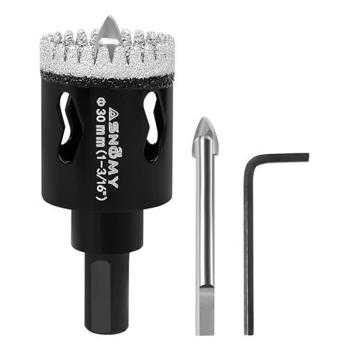 ASNOMY 30mm Diamant Lochsäge mit Zentrierbohrer,Gezahntes Diamantbohrer Diamant Fliesenbohrer,Diamant Bohrkron Glasbohrer zum Bohren für Glas, Fliesen, Porzellan, Granitstein ASNOMY 30mm Diamant Lochsäge mit Zentrierbohrer,Gezahntes Diamantbohrer Diamant Fliesenbohrer,Diamant Bohrkron Glasbohrer zum Bohren für Glas, Fliesen, Porzellan, Granitstein von ASNOMY