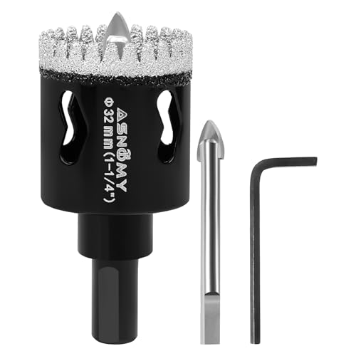 ASNOMY 32mm Diamant Lochsäge mit Zentrierbohrer,Gezahntes Diamantbohrer Diamant Fliesenbohrer,Diamant Bohrkron Glasbohrer zum Bohren für Glas, Fliesen, Porzellan, Granitstein von ASNOMY