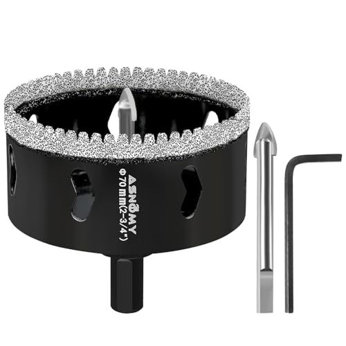 ASNOMY 70mm Diamant Lochsäge mit Zentrierbohrer,Gezahntes Diamantbohrer Diamant Fliesenbohrer,Diamant Bohrkron Glasbohrer zum Bohren für Glas, Fliesen, Porzellan, Granitstein ASNOMY 70mm Diamant Lochsäge mit Zentrierbohrer,Gezahntes Diamantbohrer Diamant Fliesenbohrer,Diamant Bohrkron Glasbohrer zum Bohren für Glas, Fliesen, Porzellan, Granitstein von ASNOMY