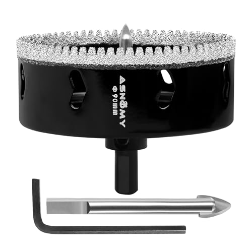 ASNOMY 90mm Diamant Lochsäge mit Zentrierbohrer,Gezahntes Diamantbohrer Diamant Fliesenbohrer,Diamant Bohrkron Glasbohrer zum Bohren für Glas, Fliesen, Porzellan, Granitstein ASNOMY 90mm Diamant Lochsäge mit Zentrierbohrer,Gezahntes Diamantbohrer Diamant Fliesenbohrer,Diamant Bohrkron Glasbohrer zum Bohren für Glas, Fliesen, Porzellan, Granitstein von ASNOMY