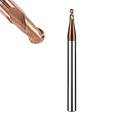ASNOMY 1 Stück VHM Radiusfräser Kugelkopffräser - Ø2mm, AlTiN Beschichtung HRC 55, Hartmetall-Kugelkopffräser, 2 Zähne CNC-Gravierfräser für Metall von ASNOMY