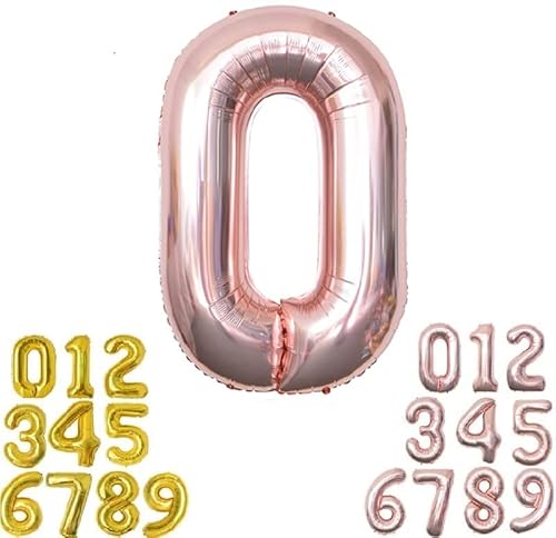 Luftballon 0. geburtstag Zahlen luftballon, Folien ballon 1 geburtstag, 40" XXL (100cm) Riesen Folienballon Geburtstagsdeko Zahlenballons (Rosegold, 0) von ASOFFI