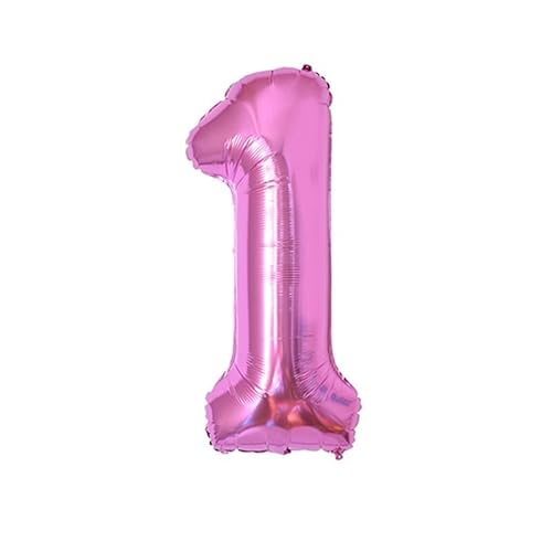 Luftballon 1. geburtstag Zahlen luftballon, Folien ballon 1 geburtstag, 40" XXL (100cm) Riesen Folienballon Geburtstagsdeko Zahlenballons (rosa, 1) von ASOFFI