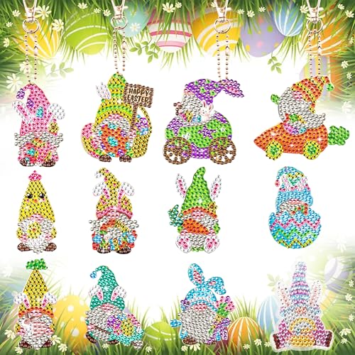 ASOFTY 12 Stück 5D Diamond Painting Ostern Set, DIY Diamond Painting Osteranhänger Kinder, Strass Malerei Schlüsselanhänger, Diamant Malerei Anhänger Ostern für Kinder, DIY Bastelgeschenke ASOFTY 12 Stück 5D Diamond Painting Ostern Set, DIY Diamond Painting Osteranhänger Kinder, Strass Malerei Schlüsselanhänger, Diamant Malerei Anhänger Ostern für Kinder, DIY Bastelgeschenke von ASOFTY