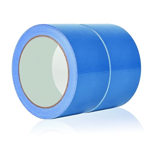 ASOFTY 2 Rollen Gaffer Tape, 50mm x 20m Bunt Gaffer-Band, Klebeband mit Starker Klebkraft, Panzerband, Duct Tape, Gewebe-Klebeband für Reparaturen Industrielle (Blau) von ASOFTY