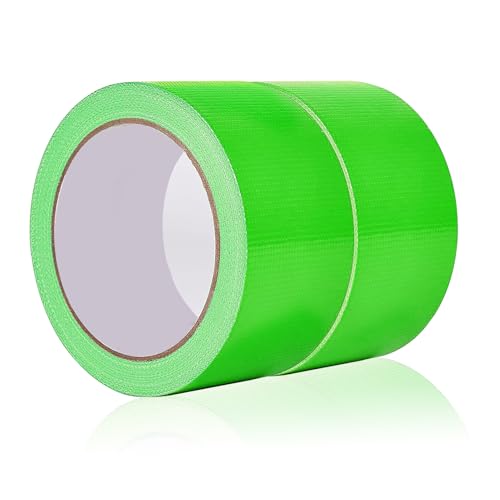 ASOFTY 2 Rollen Gaffer Tape, 50mm x 20m Bunt Gaffer-Band, Klebeband mit Starker Klebkraft, Panzerband, Duct Tape, Gewebe-Klebeband für Reparaturen Industrielle (Grasgrün) von ASOFTY