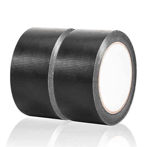 ASOFTY 2 Rollen Gaffer Tape, 50mm x 20m Bunt Gaffer-Band, Klebeband mit Starker Klebkraft, Panzerband, Duct Tape, Gewebe-Klebeband für Reparaturen Industrielle (Schwarz) von ASOFTY