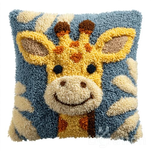 ASONGLINGO DIY Knotting Set Beginners Tiergiraffe Latch Cushion with Pre-Print Cushion Cover for Beginners and Adults, Knüpfen Set Kissen Knüpfen Handarbeit 43x43cm ASONGLINGO DIY Knotting Set Beginners Tiergiraffe Latch Cushion with Pre-Print Cushion Cover for Beginners and Adults, Knüpfen Set Kissen Knüpfen Handarbeit 43x43cm von ASONGLINGO