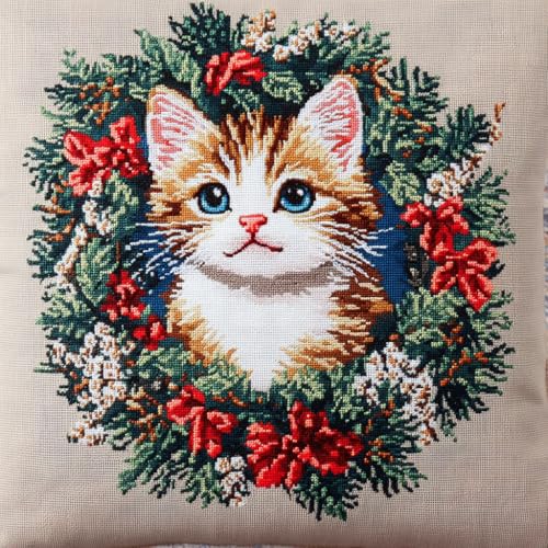 ASONGLINGO DIY Latch Cushion Tierkatze und Kranz Pre-Print Cross Stitch Sofa Cushion Cover Tool Teppich Knüpfen Set Kissen Knüpfen Set Kissenbezüge 43x43cm ASONGLINGO DIY Latch Cushion Tierkatze und Kranz Pre-Print Cross Stitch Sofa Cushion Cover Tool Teppich Knüpfen Set Kissen Knüpfen Set Kissenbezüge 43x43cm von ASONGLINGO
