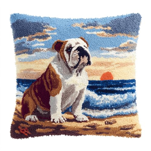 ASONGLINGO Knüpfkissen-Set, Hund am Tierstrand knüpfkissen knüpfset, Knüpfsets, Diy, Handgefertigtes Kissen, Häkelgarn, Stickset, Kissenbezug 43x43cm ASONGLINGO Knüpfkissen-Set, Hund am Tierstrand knüpfkissen knüpfset, Knüpfsets, Diy, Handgefertigtes Kissen, Häkelgarn, Stickset, Kissenbezug 43x43cm von ASONGLINGO