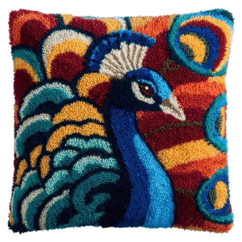 ASONGLINGO Knüpfkissen-Set, Tierischer Pfau knüpfkissen knüpfset, Knüpfsets, Diy, Handgefertigtes Kissen, Häkelgarn, Stickset, Kissenbezug 43x43cm ASONGLINGO Knüpfkissen-Set, Tierischer Pfau knüpfkissen knüpfset, Knüpfsets, Diy, Handgefertigtes Kissen, Häkelgarn, Stickset, Kissenbezug 43x43cm von ASONGLINGO