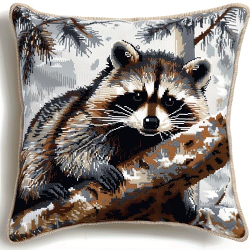 ASONGLINGO Knüpfkissen-Set, Waschbär auf Tierbaumstamm knüpfkissen knüpfset, Knüpfsets, Diy, Handgefertigtes Kissen, Häkelgarn, Stickset, Kissenbezug 43x43cm ASONGLINGO Knüpfkissen-Set, Waschbär auf Tierbaumstamm knüpfkissen knüpfset, Knüpfsets, Diy, Handgefertigtes Kissen, Häkelgarn, Stickset, Kissenbezug 43x43cm von ASONGLINGO