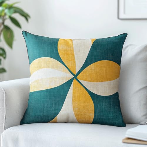 ASONGLINGO Knüpfkissen-Set, knüpfkissen knüpfset, Knüpfsets, Diy, Handgefertigtes Kissen, Häkelgarn, Stickset, Kissenbezug 43x43cm(Geometrische Blumen) von ASONGLINGO