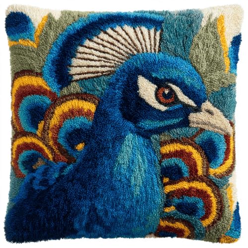 ASONGLINGO Kreuzstich Knüpfkissen Zum Selber knüpfen Kissen Set Tierischer Pfau Knüpfpackungen Für Anfänger, Diy-Kissen, latch hook kits,Heimdekoratio 43x43cm ASONGLINGO Kreuzstich Knüpfkissen Zum Selber knüpfen Kissen Set Tierischer Pfau Knüpfpackungen Für Anfänger, Diy-Kissen, latch hook kits,Heimdekoratio 43x43cm von ASONGLINGO