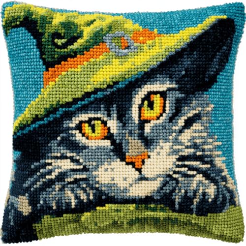 ASONGLINGO Latch Cushion Kit Tier Katze Embroidery Craft Kits for Beginners DIY Latch Hook Kit Rug Set with Printed Canvas 43x43cm ASONGLINGO Latch Cushion Kit Tier Katze Embroidery Craft Kits for Beginners DIY Latch Hook Kit Rug Set with Printed Canvas 43x43cm von ASONGLINGO