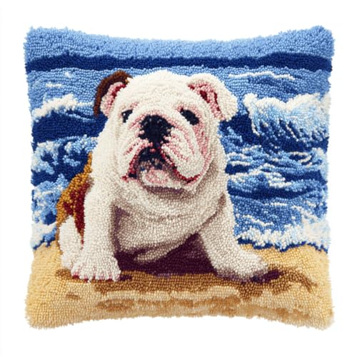 ASONGLINGO Latch Cushion Set, Hund am Tierstrand Latch Kits Knotting Set Cushion Craft Kits Cushion for Beginners for Sofa Home Decoration DIY Kissen Knüpfset 43X43cm ASONGLINGO Latch Cushion Set, Hund am Tierstrand Latch Kits Knotting Set Cushion Craft Kits Cushion for Beginners for Sofa Home Decoration DIY Kissen Knüpfset 43X43cm von ASONGLINGO