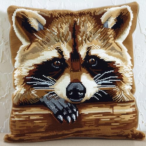 ASONGLINGO Latch Cushion Set, Tier Waschbär Latch Kits Knotting Set Cushion Craft Kits Cushion for Beginners for Sofa Home Decoration DIY Kissen Knüpfset 43X43cm ASONGLINGO Latch Cushion Set, Tier Waschbär Latch Kits Knotting Set Cushion Craft Kits Cushion for Beginners for Sofa Home Decoration DIY Kissen Knüpfset 43X43cm von ASONGLINGO