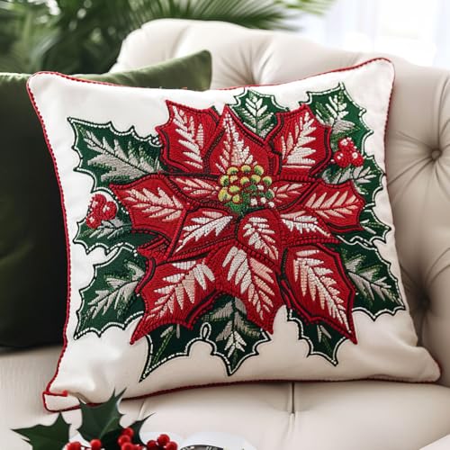 ASONGLINGO Latch Cushion Set Latch Thread Kits Knotting Cushion Craft Set Knüpfkissen Diy Knüpfset Knüpfhaken Knüpfen DIY Dekokissen 43x43cm(Rote Blumen) von ASONGLINGO