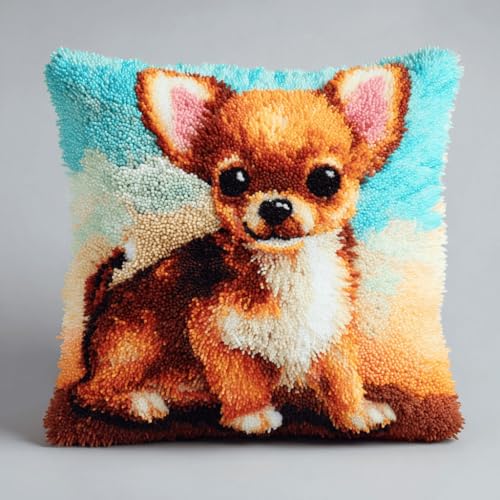 ASONGLINGO Latch Cushion Set Tier Hund Latch Hook Cushion Kit for Beginners or Adults for DIY Stickerei Knüpf-Sets 43x43cm ASONGLINGO Latch Cushion Set Tier Hund Latch Hook Cushion Kit for Beginners or Adults for DIY Stickerei Knüpf-Sets 43x43cm von ASONGLINGO
