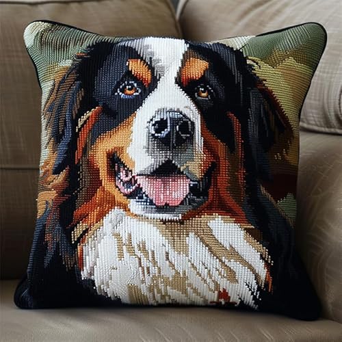 ASONGLINGO Latch Cushion Set for Homemade Cushion Covers,Crochet, Knüpfteppiche & Knüpfkissen 43x43cm(Tier Hund) von ASONGLINGO