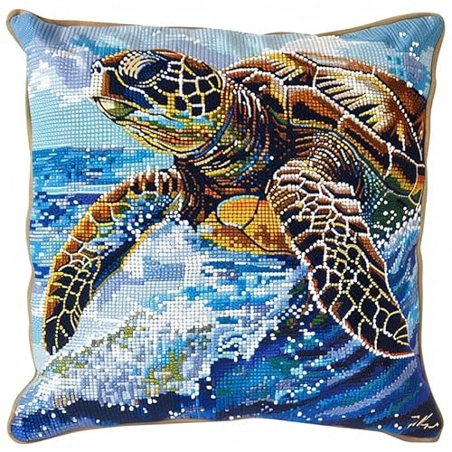 ASONGLINGO Latch Cushion for DIY Knotting Set for Adults Latch Set Kreuzstich Knüpfkissen Zum Selber knüpfen Kissen Kit 43x43cm(Tierschildkröte) von ASONGLINGO