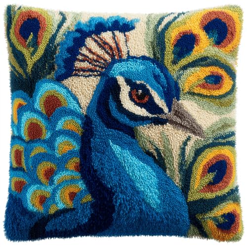 ASONGLINGO Latch Hook Cushion Kit, Tierischer Pfau Latch Cushion Set for Beginners Adults, Knotting and Weaving Set Knüpfpackungen 43x43cm ASONGLINGO Latch Hook Cushion Kit, Tierischer Pfau Latch Cushion Set for Beginners Adults, Knotting and Weaving Set Knüpfpackungen 43x43cm von ASONGLINGO