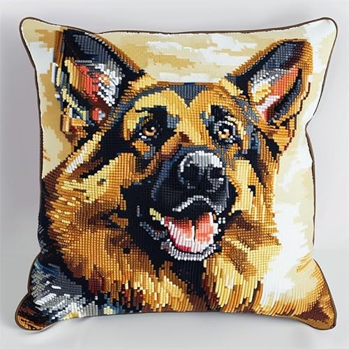 ASONGLINGO Latch Hook Cushion Set, Latch Cushion Set for Beginners Adults, DIY Knüpfteppiche & Knüpfkissen 43x43cm(Tier Hund) von ASONGLINGO