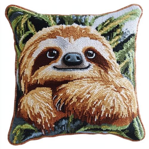 ASONGLINGO Latch Hook Cushion Set, Tierfaultier Latch Cushion Set for Beginners Adults, DIY Knüpfteppiche & Knüpfkissen 43x43cm ASONGLINGO Latch Hook Cushion Set, Tierfaultier Latch Cushion Set for Beginners Adults, DIY Knüpfteppiche & Knüpfkissen 43x43cm von ASONGLINGO