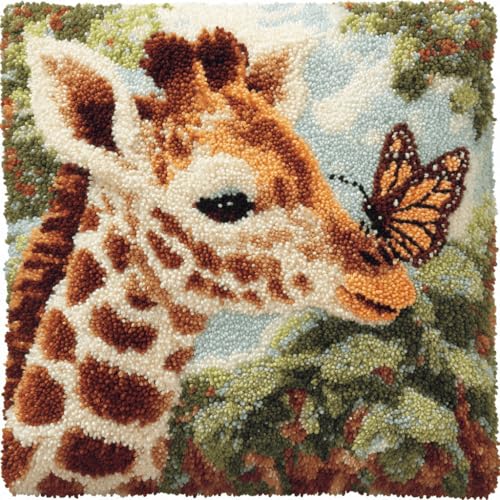 DIY Latch Cushion Kit Tier Giraffe und Schmetterling Knotting Set Cushion Latch Cushion Set, Knüpfpackungen Für Anfänger, Knotting and Weaving Kits 43x43cm DIY Latch Cushion Kit Tier Giraffe und Schmetterling Knotting Set Cushion Latch Cushion Set, Knüpfpackungen Für Anfänger, Knotting and Weaving Kits 43x43cm von ASONGLINGO